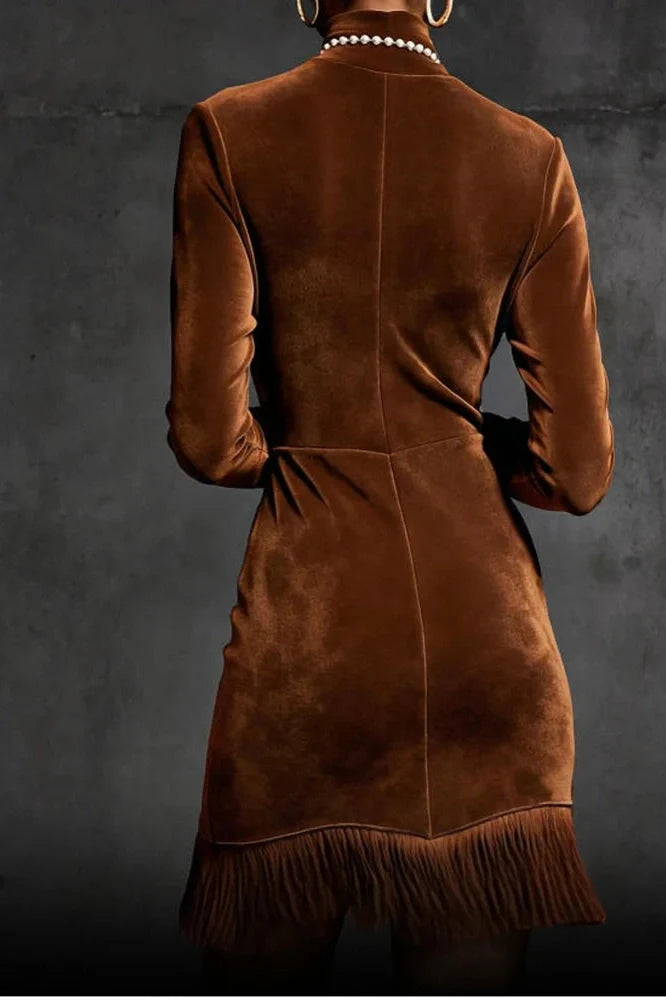 Elegant Turtleneck Long Sleeve High Waist Mini Dress