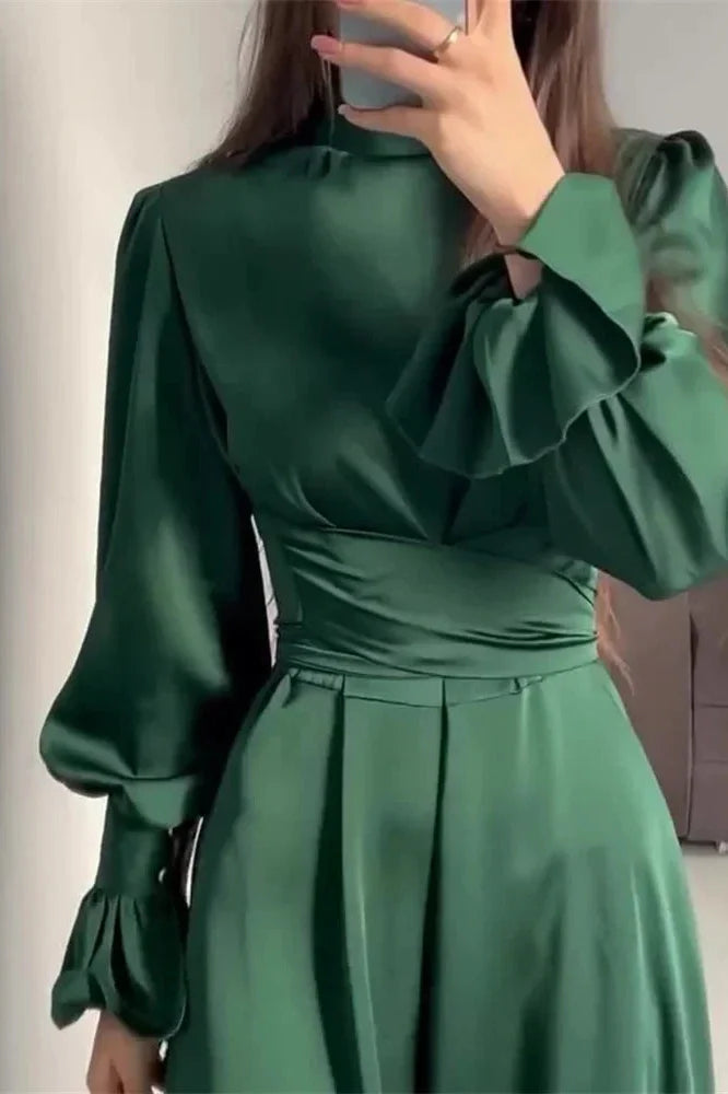 Patchwork Slim Lace-Up Maxi Dress