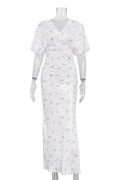 Printed V-Neck High Waist Slim Maxi Dress