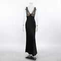 Elegant V-Neck Patchwork Backless Maxi Dress