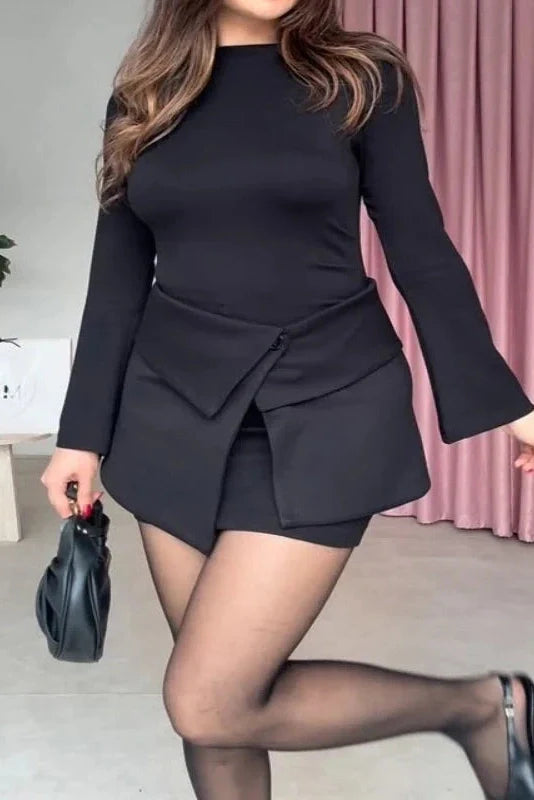 Slim O-Neck Bodycon Long Sleeve Mini Dress