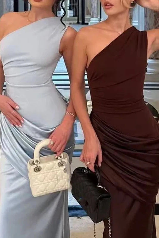 Hollow Out Sleeveless Slash Collar Maxi Dress
