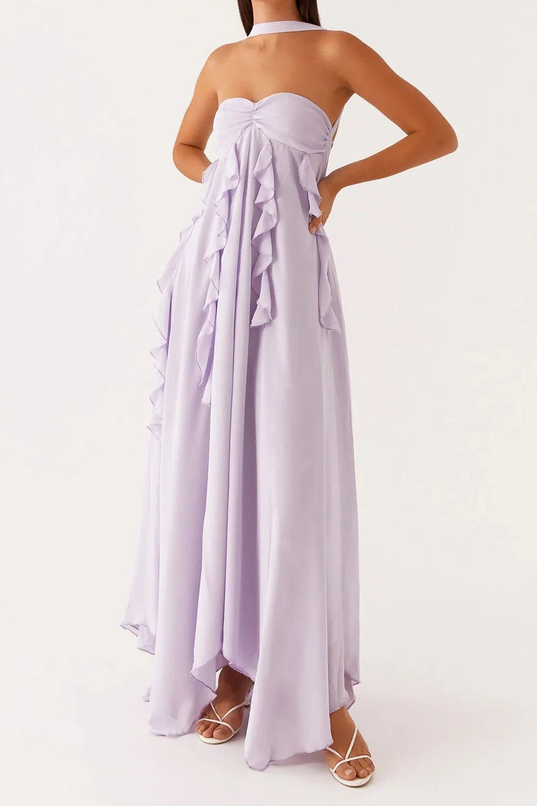 Elegant Sleeveless Backless A-Line Maxi Dress