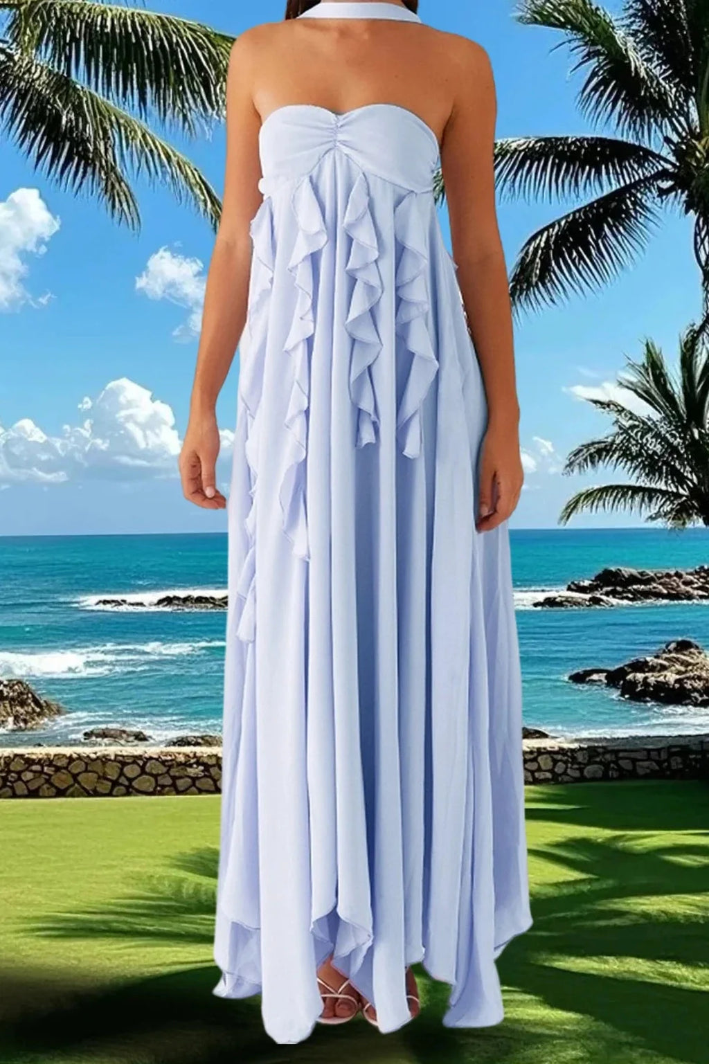 Elegant Sleeveless Backless A-Line Maxi Dress