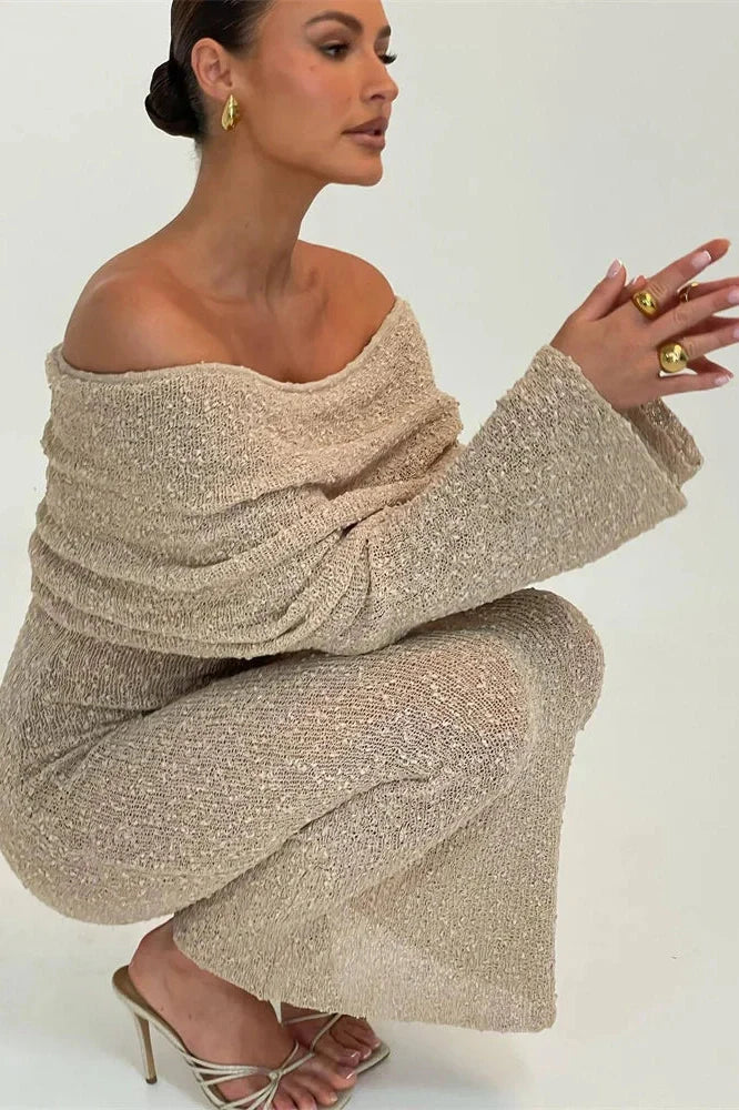 Hollow Out Patchwork High Waist Maxi Dress