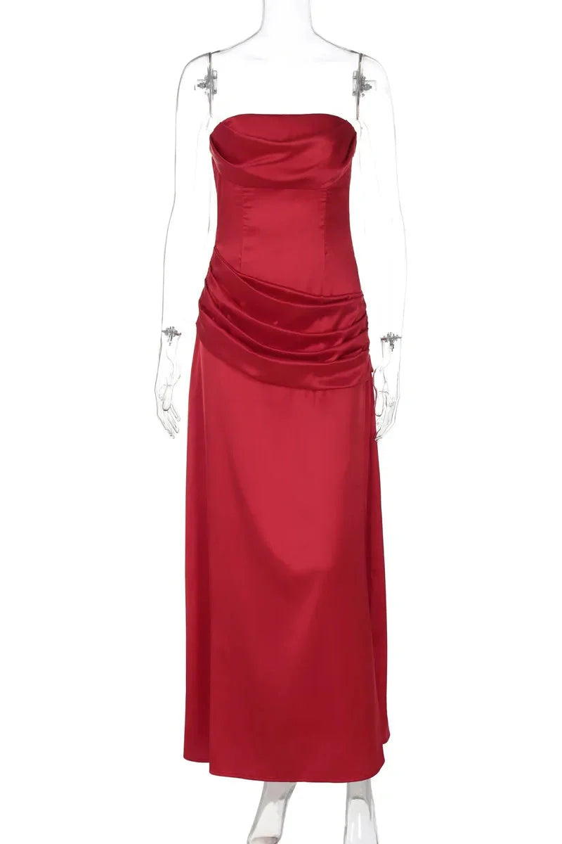 Off-Shoulder Strapless Sleeveless Backless Bodycon Maxi Dress