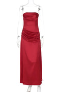 Off-Shoulder Strapless Sleeveless Backless Bodycon Maxi Dress