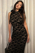 Backless Lace Sleeveless Split Bodycon Maxi Dress