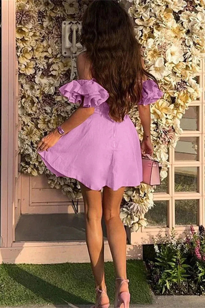 Off-Shoulder Patchwork Slim Backless Mini Dress