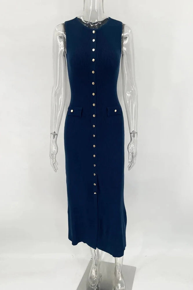 High Waist Slim Sleeveless Maxi Dress