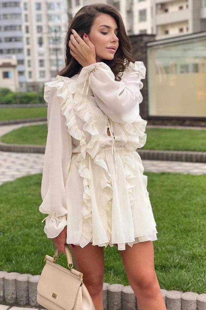 Elegant Lace Deep V Neck Mini Dress
