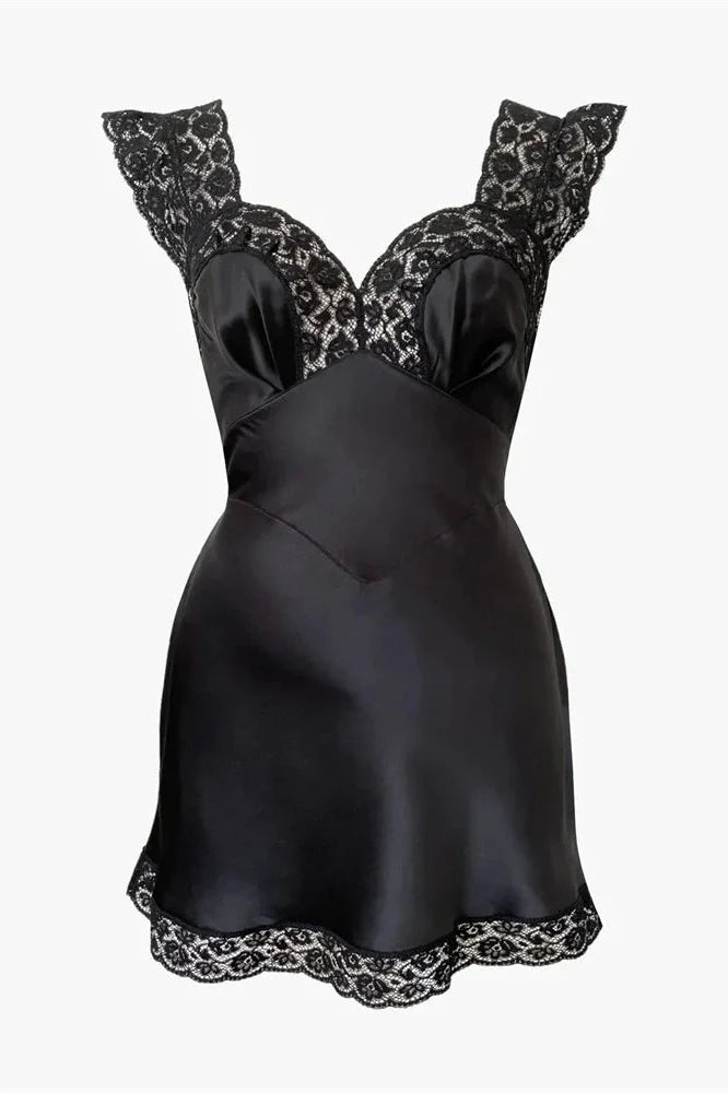 Lace Printed Patchwork Slim Mini Dress