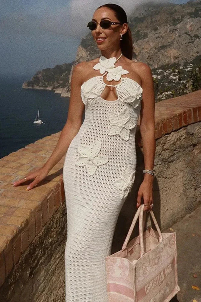 See Through Sleeveless Backless Maxi Dress