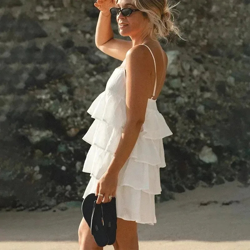 Elegant Backless Patchwork Mini Dress