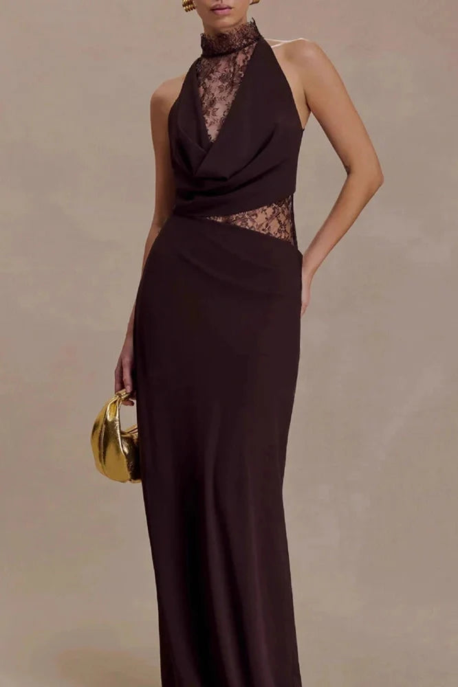 Elegant Backless Slim Lace Maxi Dress
