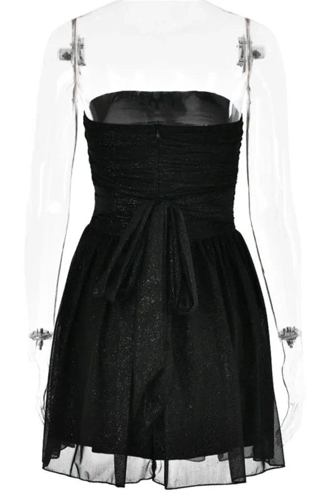 Elegant Strapless Off-shoulder Backless Mini Dress