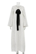 V-Neck Print Polka Dots Long Sleeves Loose Maxi Dress
