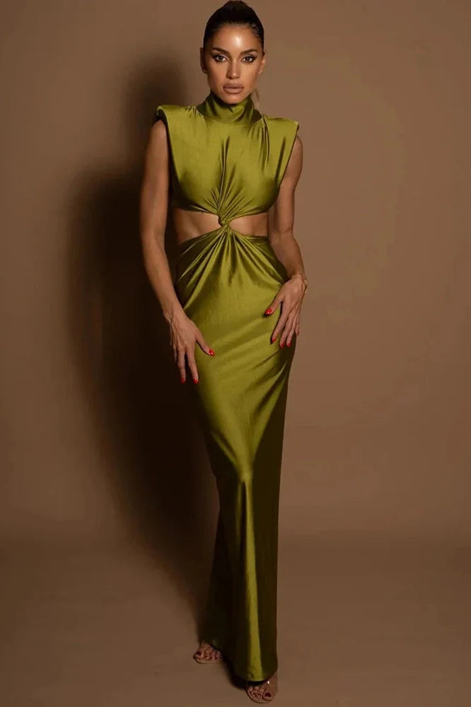 Hollow Out Sleeveless Bodycon Maxi Dress