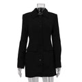 Long Sleeve Slim Single Breasted Mini Dress