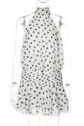 Polka Dot Print Tie Backless A-Line Slim Mini Dress