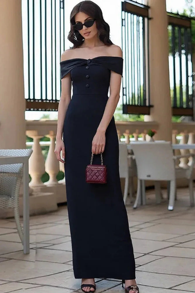 Off-Shoulder Strapless Sleeveless Backless Bodycon Split Maxi Dress