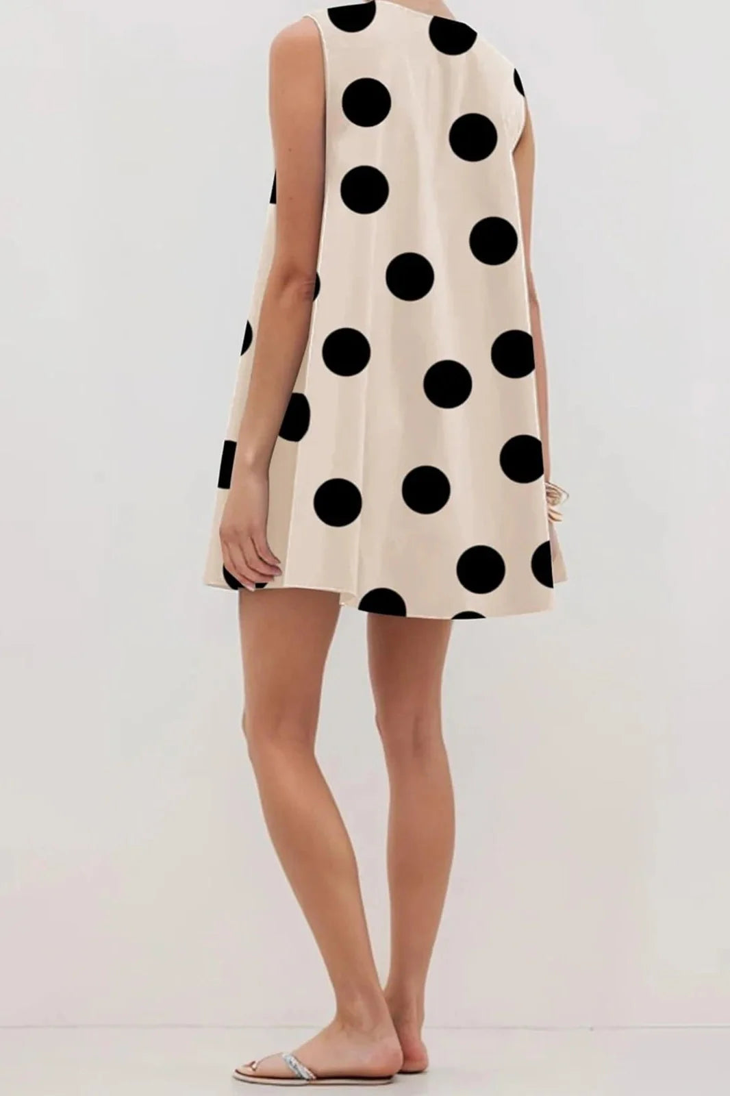 Printed V Neck Sleeveless Loose Fit Mini Dress