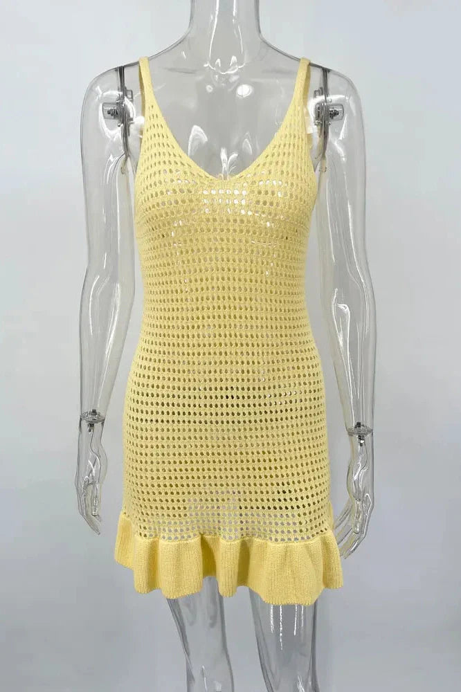 Hollow Out V-Neck Mini Dress