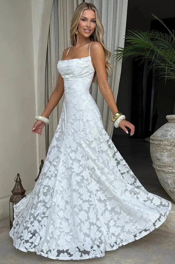 Spaghetti Strap Backless Off-Shoulder Sleeveless Lace-Up Maxi Dress