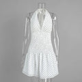 Polka Dot Lace Up Halter Neck Mini Dress