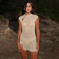 Hollow Out Sleeveless Slim Mini Dress
