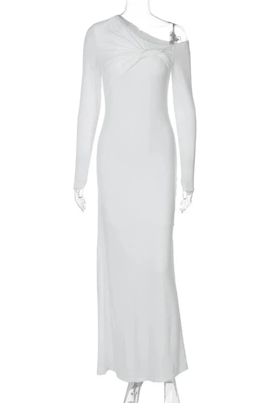 Elegant Full Sleeve Slim High Waist Maxi Dress