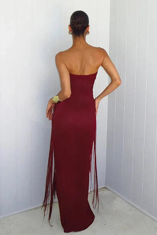 Hollow Out Off Shoulder Fit Sleeveless High Waist Maxi Dress