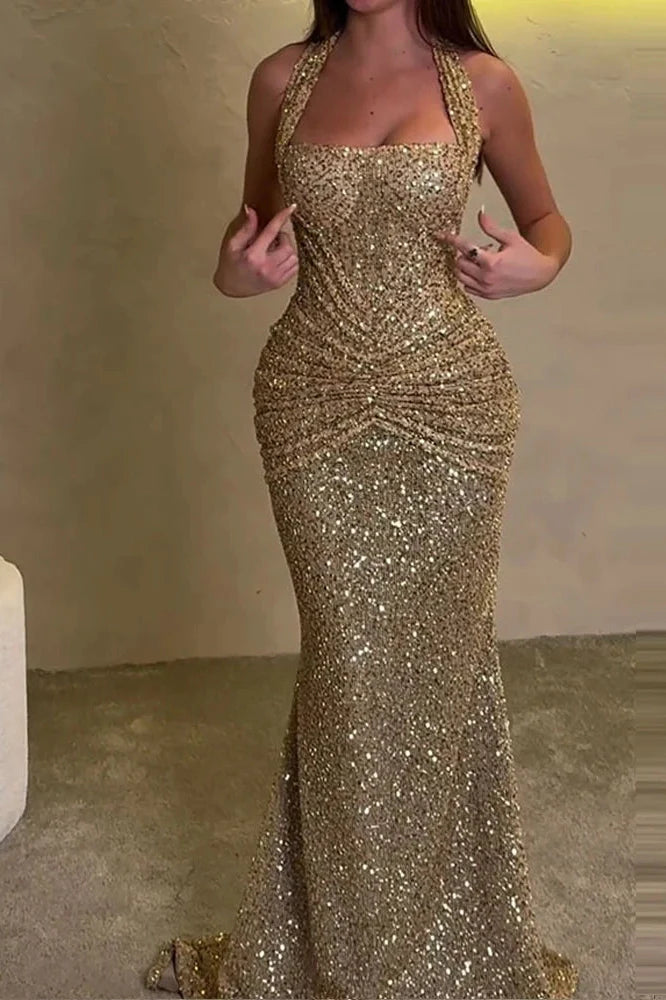 Hollow Out Sleeveless Backless Slim Maxi Dress