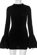 Elegant High Waist Long Sleeve Bodycon Mini Dress