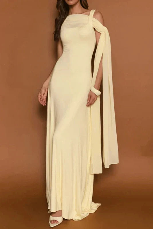 Sleeveless Slash Collar High Waist Maxi Dress