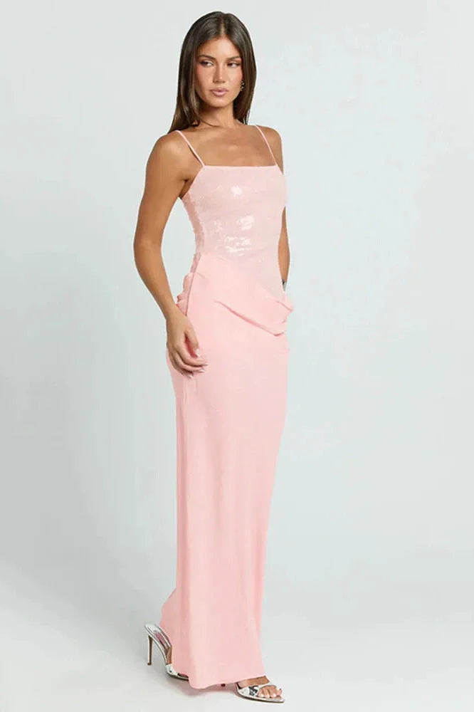 Spaghetti Strap Sleeveless Backless Bodycon Maxi Dress