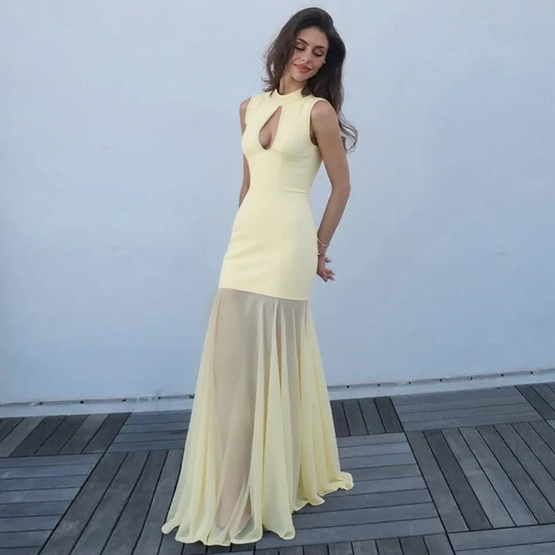 Hollow Out Sleeveless Slim Maxi Dress