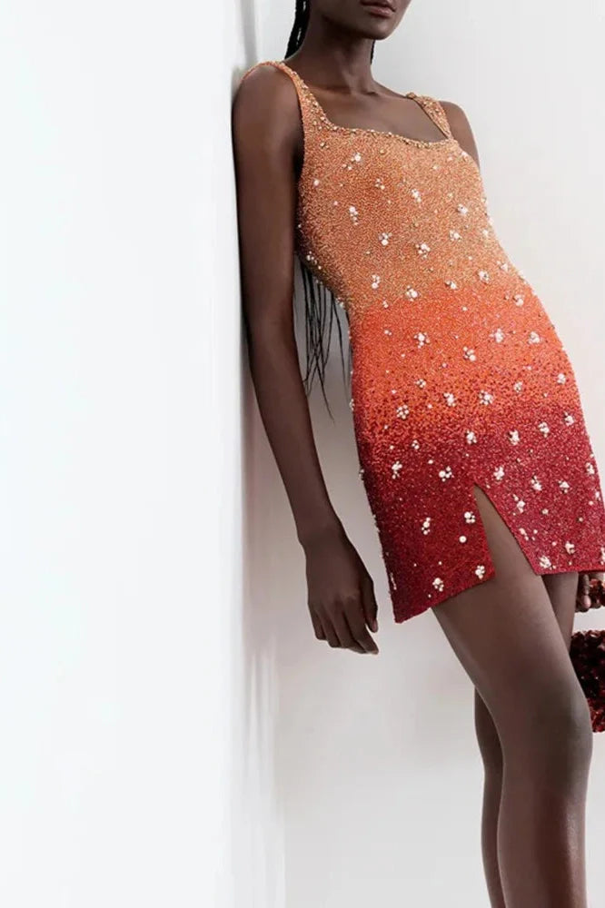 Elegant Printed Sleeveless Slim Backless Mini Dress