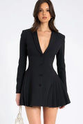 V-Neck Patchwork High Waist Mini Dress
