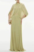 Hollow Out Shawl Sleeve Slim High Waist Maxi Dress