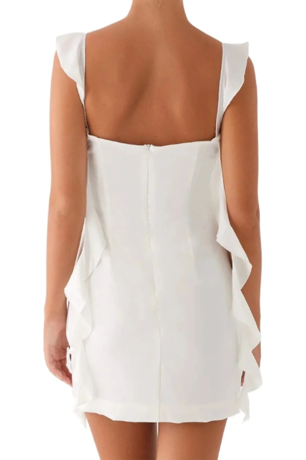 Straps Square Neck Backless Slim Fit Sleeveless Mini Dress