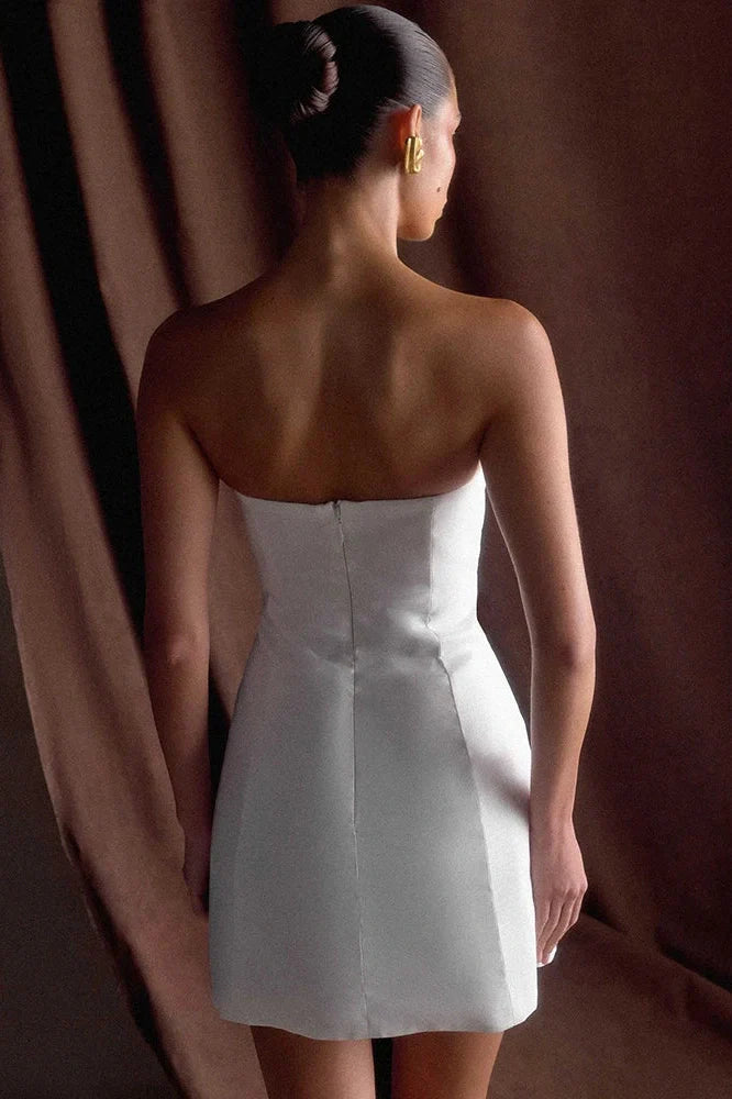 Off-Shoulder Strapless Zipper Sleeveless Backless Bodycon Mini Dress