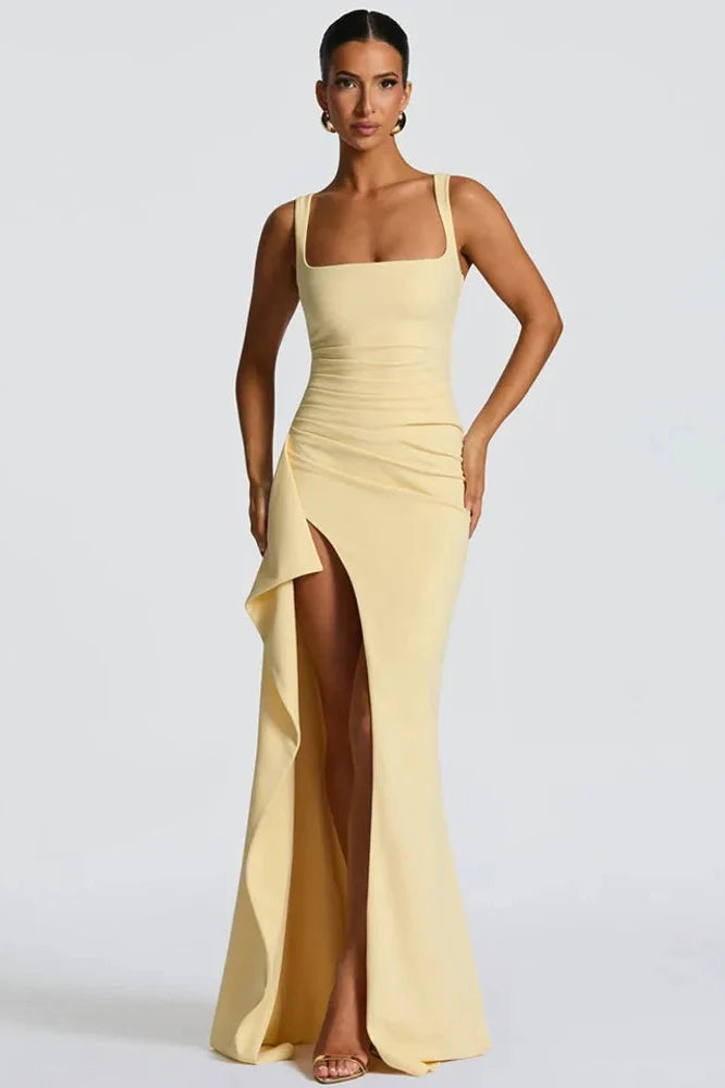 Spaghetti Strap Sleeveless Backless High Split Maxi Dress