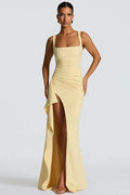 Spaghetti Strap Sleeveless Backless High Split Maxi Dress