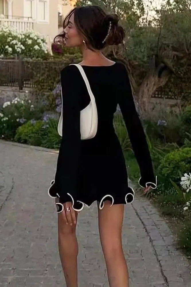 Long Sleeve Pullover O-Neck Mini Dress