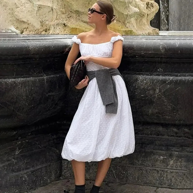 Off Shoulder Lace Up Backless Sleeveless Maxi Dress