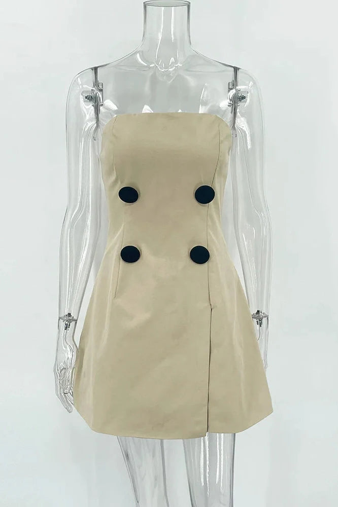 Strapless Slim Sleeveless High Waist Mini Dress