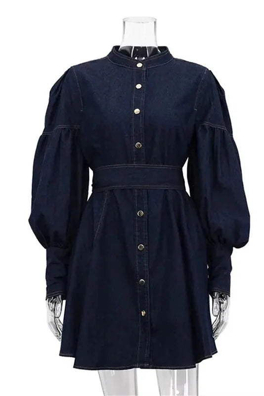 Elegant Lace-Up High Waist Slim Mini Dress