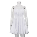 Lace-Up A-Line High Waist Pleated Mini Dress