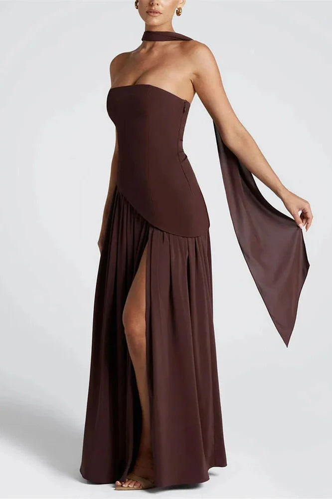 Lace-Up High Waist Slim Backless Maxi Dress